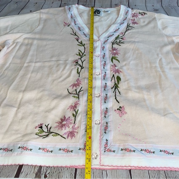 Storybook Knits “Pretty In Pink” Embroidered Floral Cardigan Sweater Sz 3XL - Picture 12 of 12